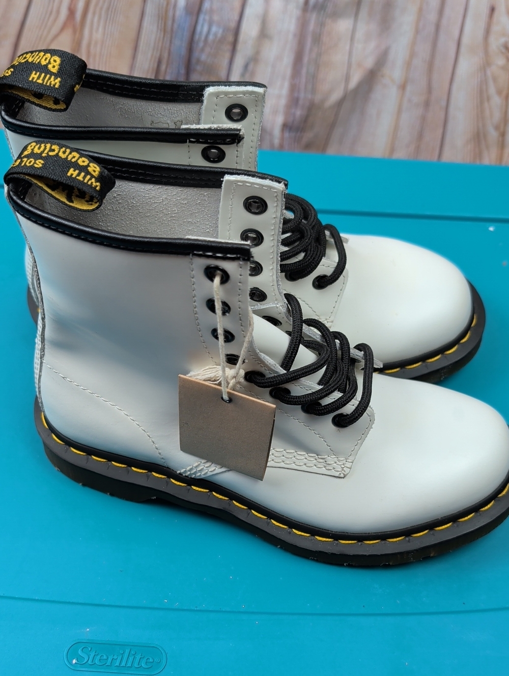 Dr. Martens White Lace-Up Boots Size 7 Women's